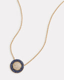 Diamond and Sapphire Disc Necklace with Blackened Edge