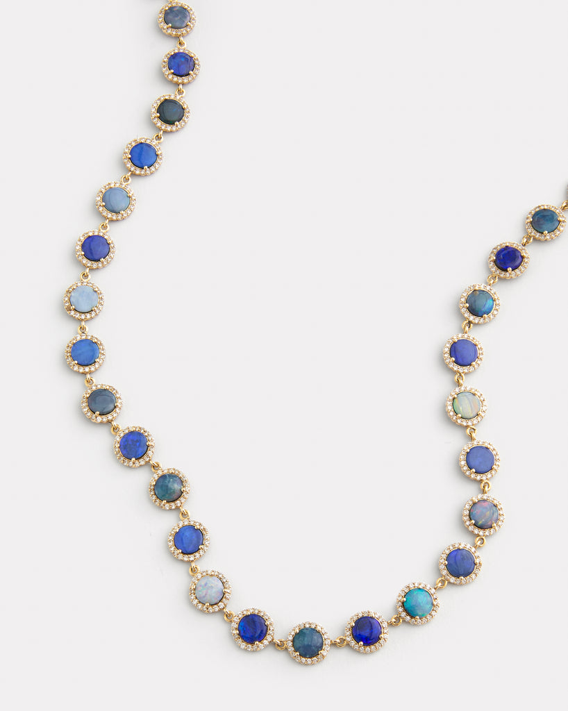 Opal and Diamond Edge Necklace