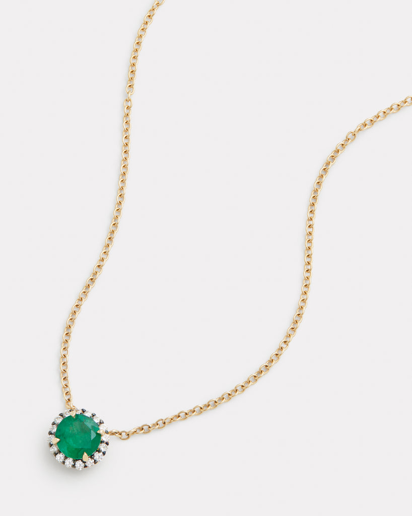 Emerald Necklace with Diamond Edge