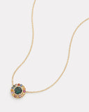 Green Tourmaline with Diamond and Multicolor Sapphire Pendant Necklace