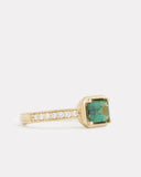 Emerald Cut Green Tourmaline Ring with Diamonds