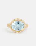 Aquamarine Oval Ring with Diamonds
