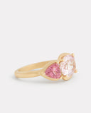 Kunzite Oval and Pink Tourmaline Trillion Ring with Diamonds