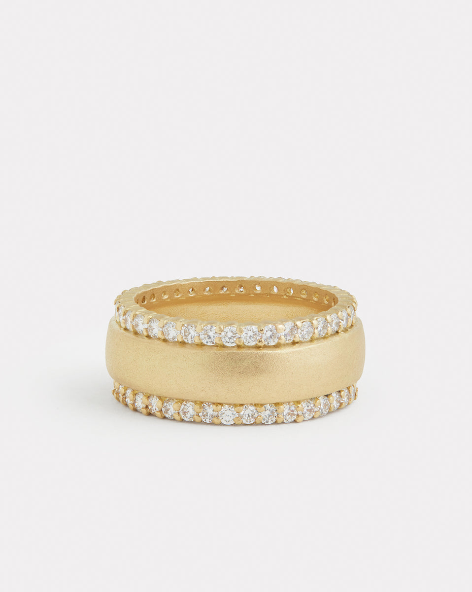 Diamond Edged Gold Band