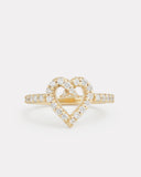 Script Heart Ring with Diamonds