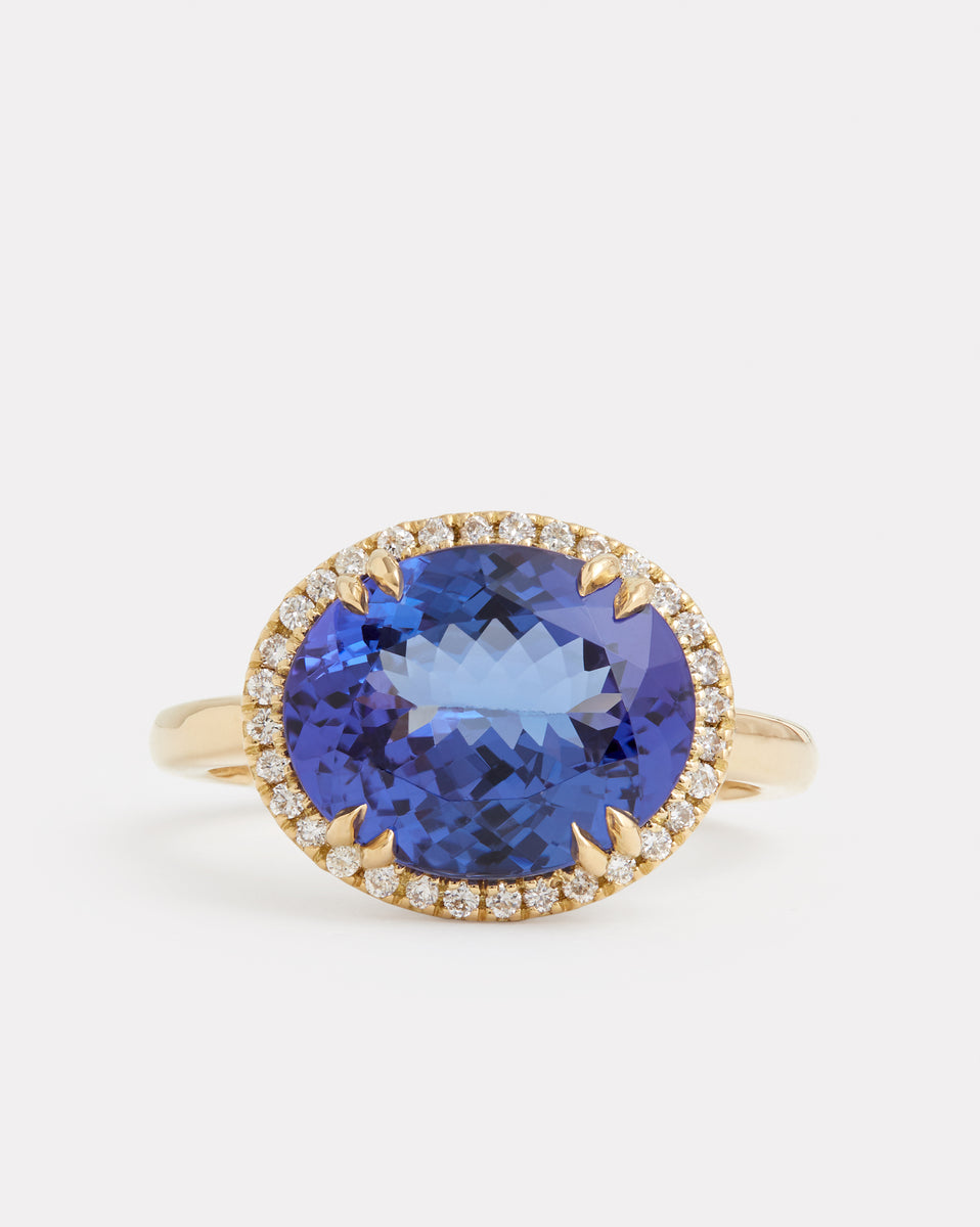 Tanzanite Oval Ring with Diamonds