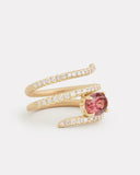 Script Ring with Pink Tourmaline and Diamonds